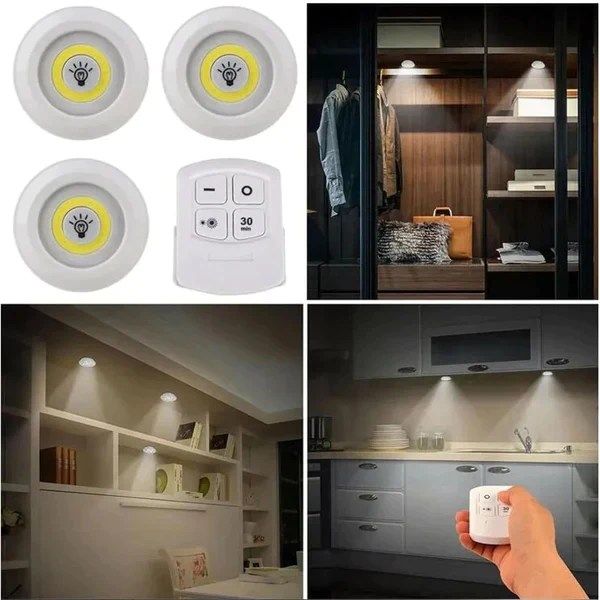 3 Pcs Remote Control Tap LED Light With Remote Control Cell Operated ashostore