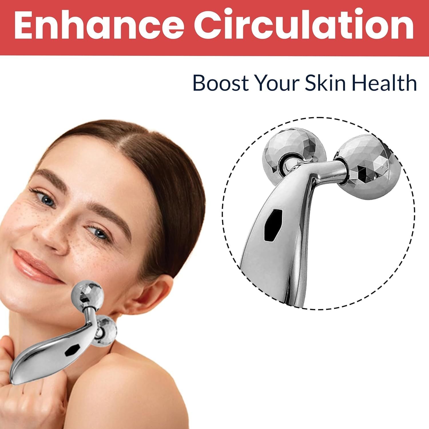 3d Manual Face Massager For Women Facial Massager and Face Roller For Glowing Skin Self Care Product Body Massage Tool Silver Asho store