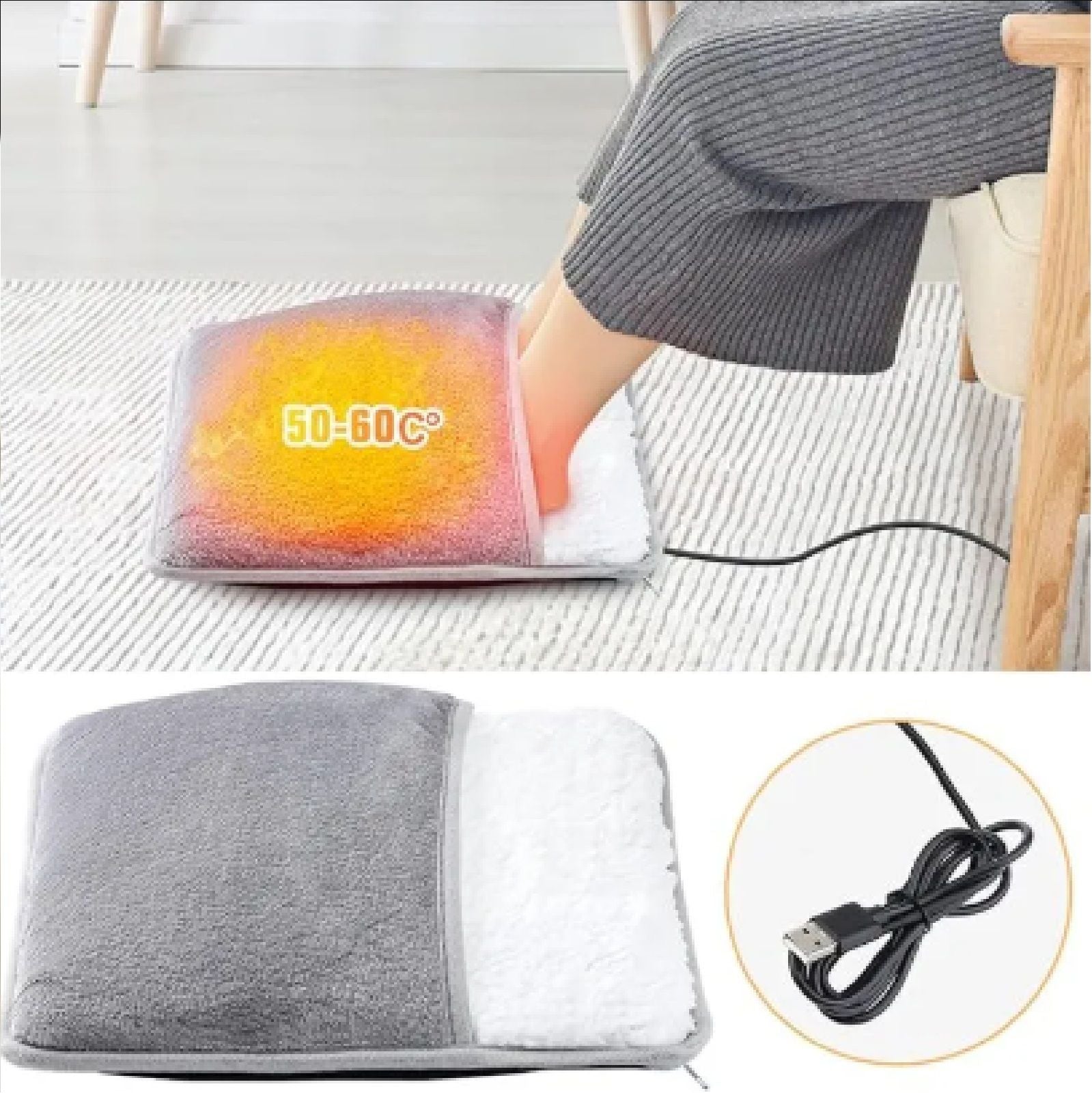 Electric Foot Warmer with USB Charging Washable Foot Warmer Heater ashostore