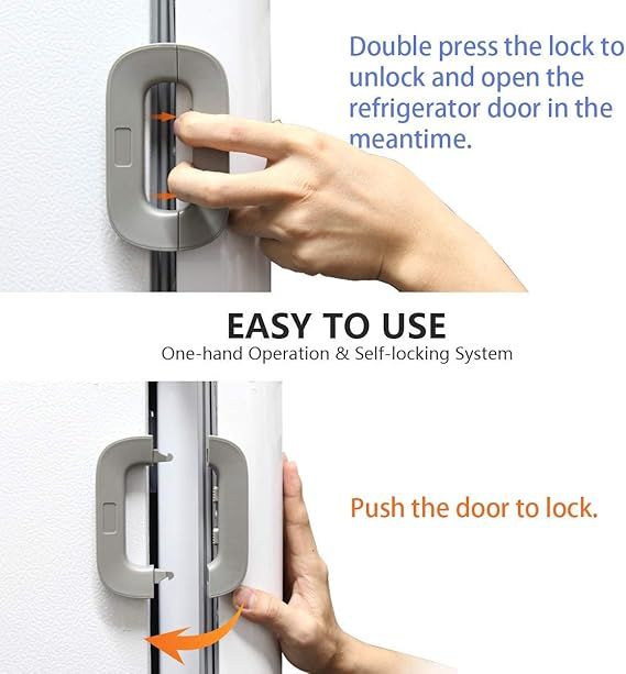 Fridge Door Locks Refrigerator Fridge Freezer Door Lock Toddler Double Safety Button Child Safety Refrigerator Lock ashostore