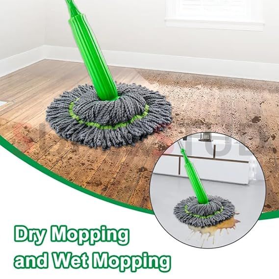 Green Twist Mop 2 in 1 Dehydrated Floor Cleaning mop Microfiber Cleaner Wet and Dry Mopping ashostore
