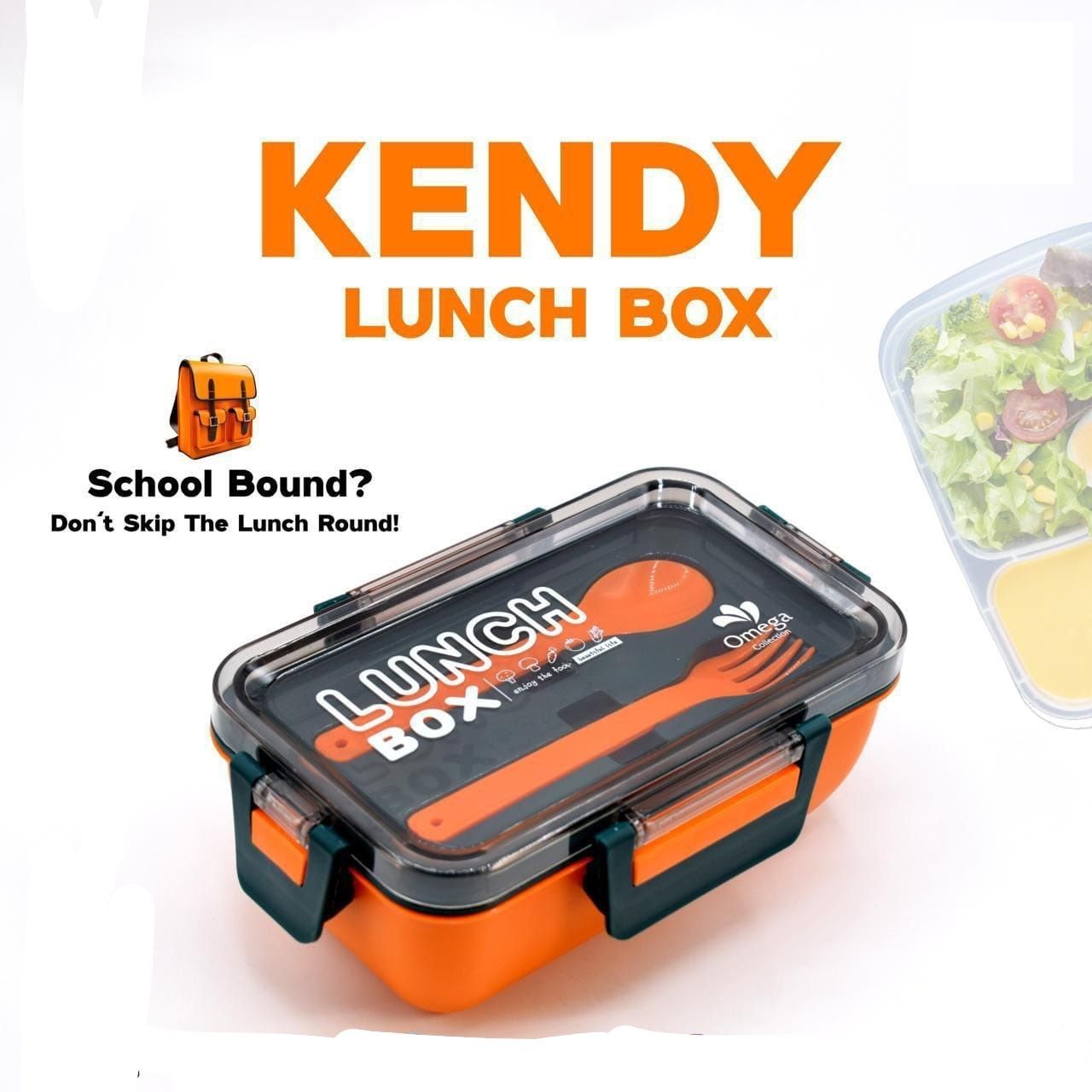 KENDY Lunch Box With Partition And Spoon 2 Portion Tiffin ashostore