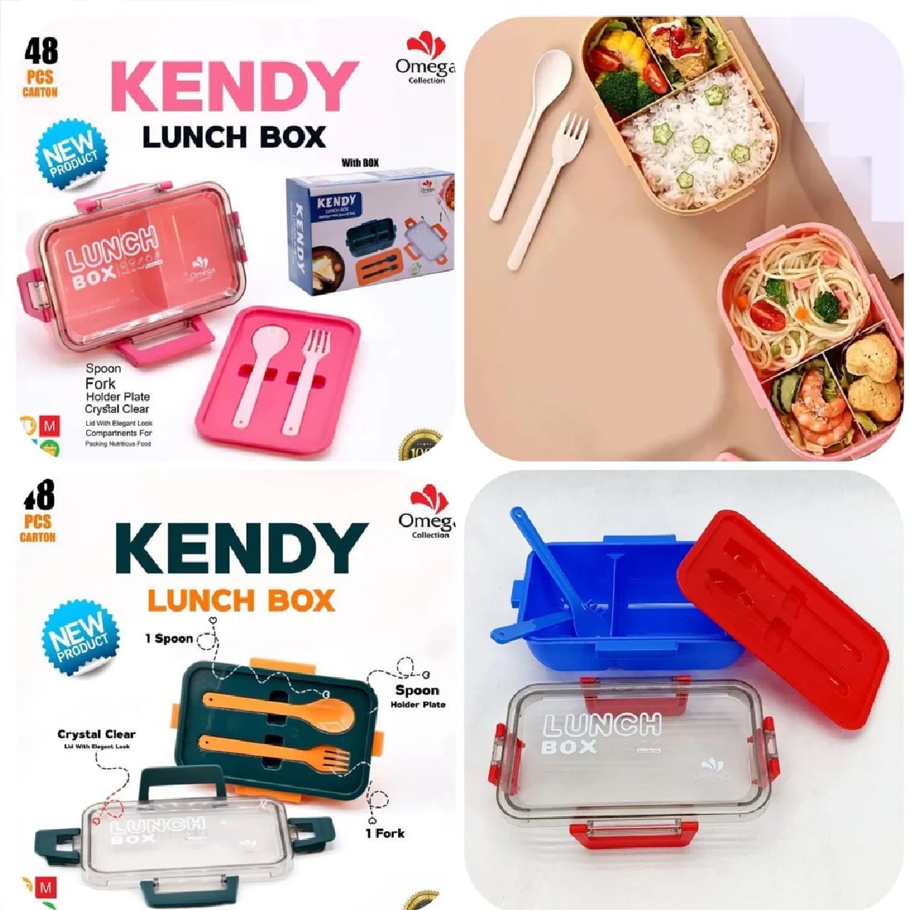KENDY Lunch Box With Partition And Spoon 2 Portion Tiffin ashostore