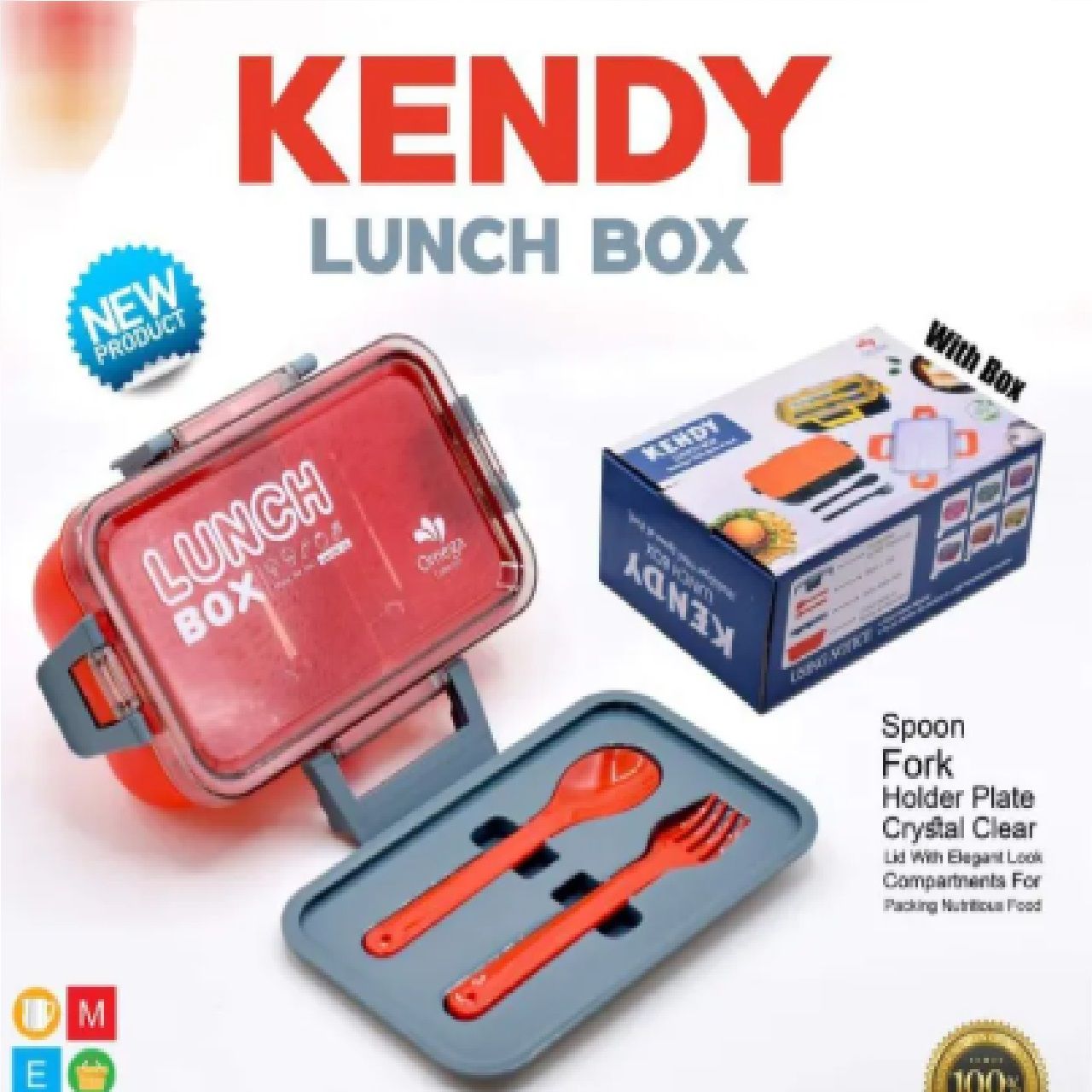 KENDY Lunch Box With Partition And Spoon 2 Portion Tiffin ashostore