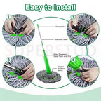 Green Twist Mop 2 in 1 Dehydrated Floor Cleaning mop Microfiber Cleaner Wet and Dry Mopping ashostore