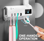 Smart UV Toothbrush Holder and Toothpaste Dispenser Bathroom Toothbrush Holder Wall Mounted Toothpaste Dispenser with Rechargeable Solar Powered Rechargeable USB Charging ashostore